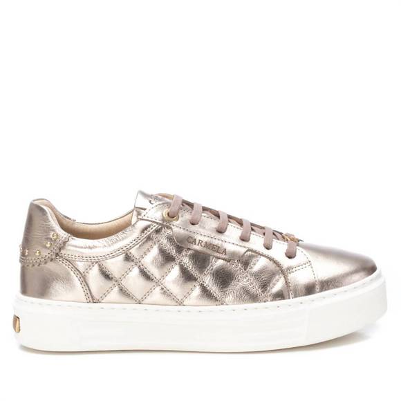 NEW XTI women's leather trainer sneakers in bronze